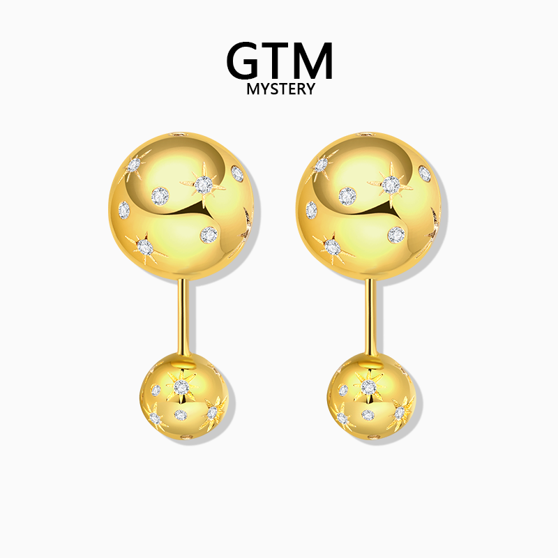 GTM前后戴星球耳钉轻奢银耳饰