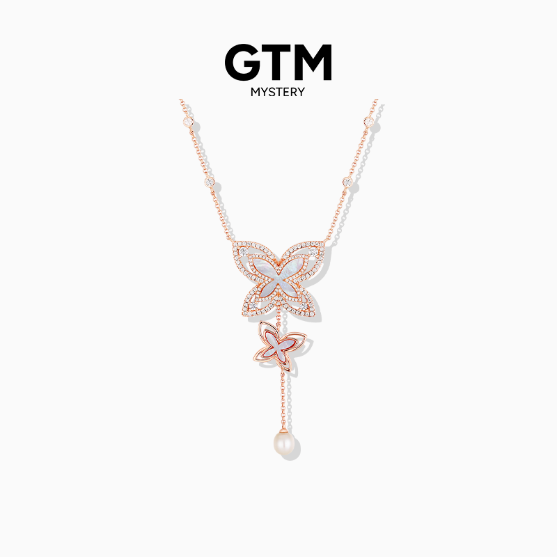 GTM双蝴蝶珍珠贝母项链