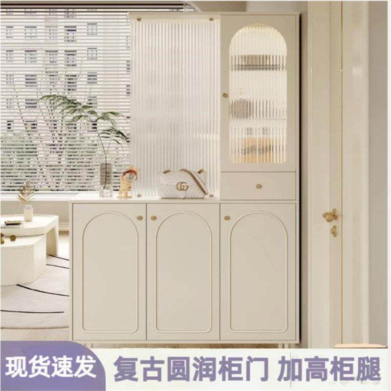 实木奶油风门口入户玄关柜鞋柜一体靠墙客厅玻璃隔断进门屏风遮挡,住宅家具,鞋柜,淘宝优惠券,粉丝福利购,淘宝优惠卷