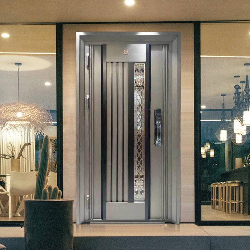 2023新款高端304不锈钢门防盗门韩式入户门智能安全防蚊通风大门