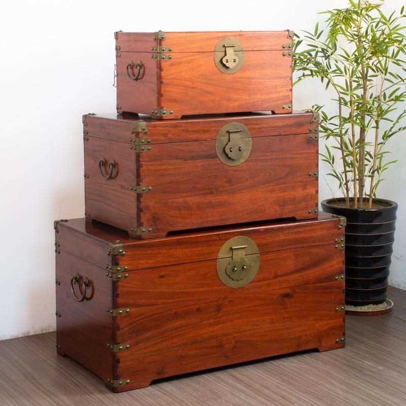 樟木箱陪嫁香樟木箱全樟木衣箱储物箱中式实木字画箱妆嫁樟木箱子