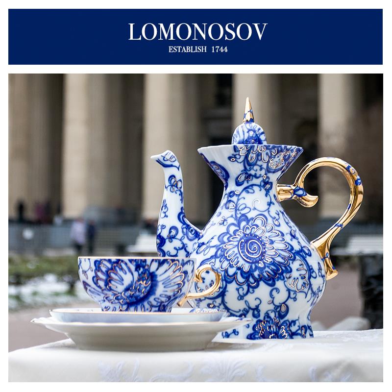 俄罗斯皇家瓷器 Lomonosov 凤歌 咖啡红茶杯碟糖奶罐果盘茶壶