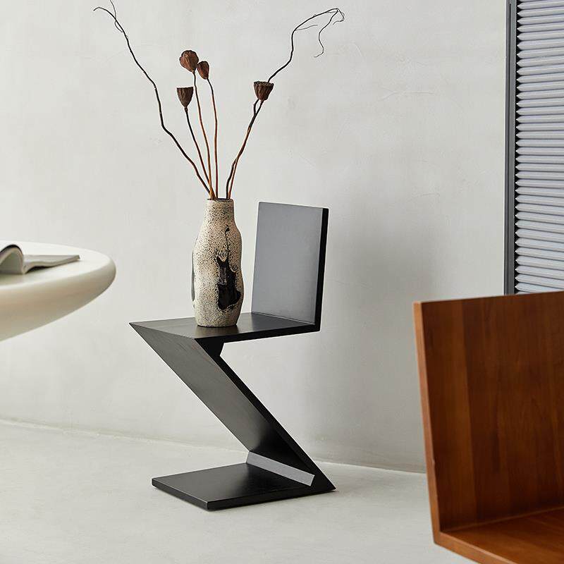 mokamoka中古椅子复刻Zigzagchair设计师款餐椅创意实木靠背凳Z字