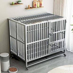 狗笼子大型犬不锈钢方管加粗加厚结实柴犬中型犬带厕所可折叠室外