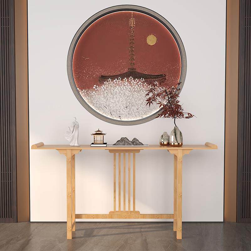 新中式玄关桌原色实木入户正对门玄关台现代简约靠墙门厅柜条案几