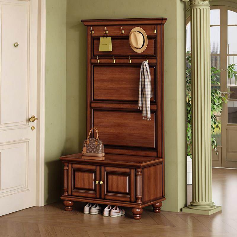 美式实木落地衣架，换鞋凳，一体化卧室衣帽间衣架，多功能门鞋柜,住宅家具,鞋柜,淘宝优惠券,粉丝福利购,淘宝优惠卷