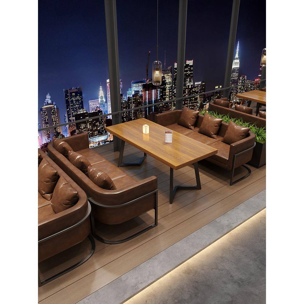 覆古小酒馆清音乐餐吧酒吧实木桌椅咖啡厅卡座沙发烧烤店商用沙发