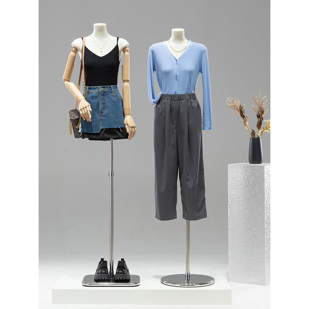 服装店平胸模型道具女性半身人体女性服装橱窗人体模型展示架假人