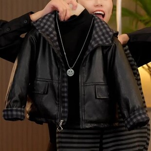 九黎世集服飾男童冬季加絨外套兒童寶寶連帽女童夾棉加P厚皮衣夾