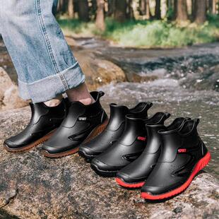 嘉珩策百货短筒防水雨鞋男款成人钓鱼劳保鞋工地中筒防滑雨靴水