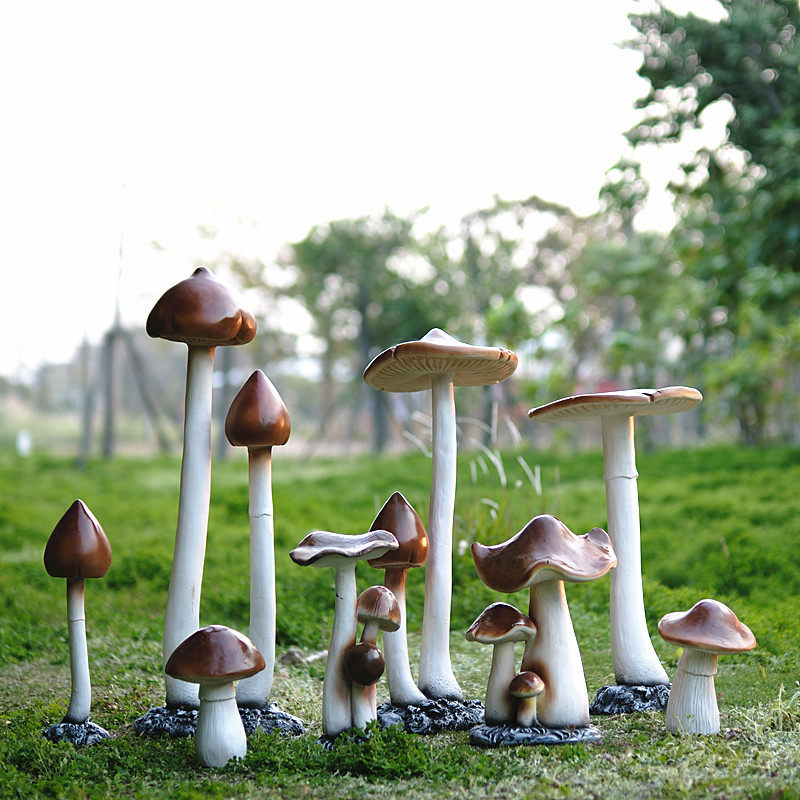 户外仿真蘑菇摆件玻璃钢草坪庭院美陈园林景观雕塑树脂玻璃钢雕塑