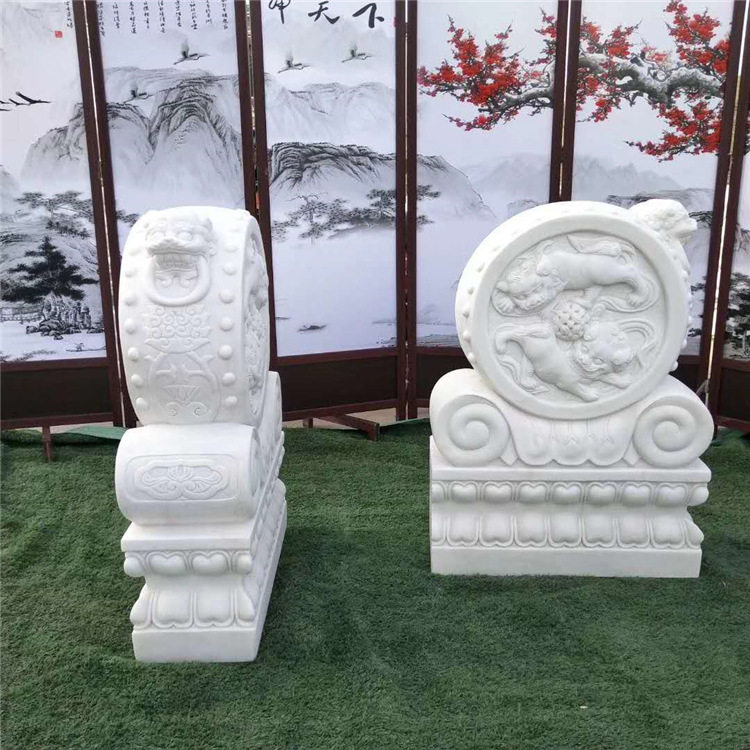 仿古大理石狮子门墩抱鼓石