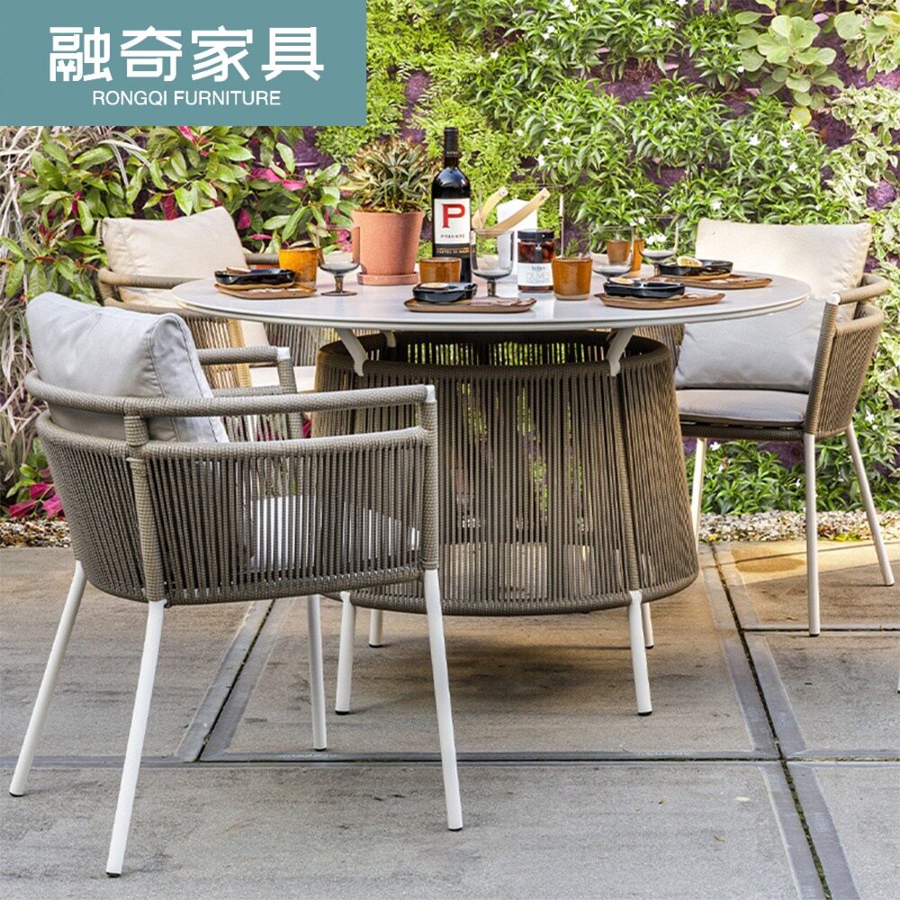 户外桌椅带伞藤椅三件套室外椅子露天台休闲阳台防水防晒庭院桌椅