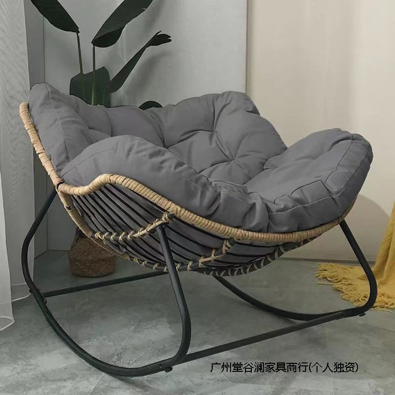 外贸供应代发贴标摇椅懒人沙发双人编藤小户型布艺阳台简易