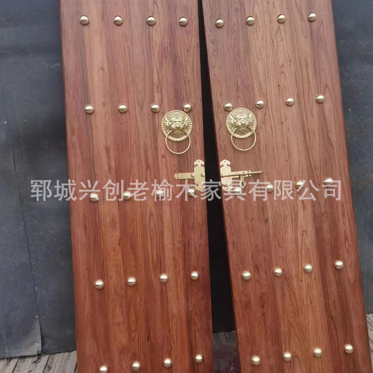 仿古实木大门庭院茶楼进户门古典民宿酒店榆木门新中式家用对开门