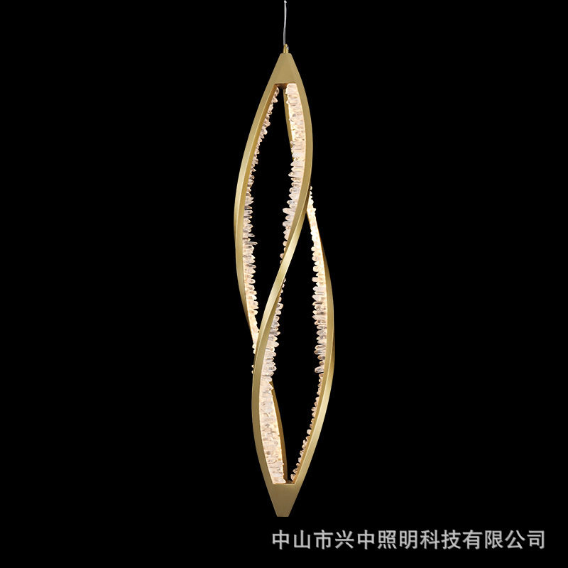 复式楼梯长吊灯创意个性loft公寓挑空跃层吊灯天然水晶简约吊灯