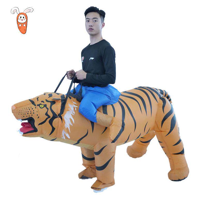 骑行老虎充气服直销万圣节搞怪派对舞台表演道具卡通充气服装