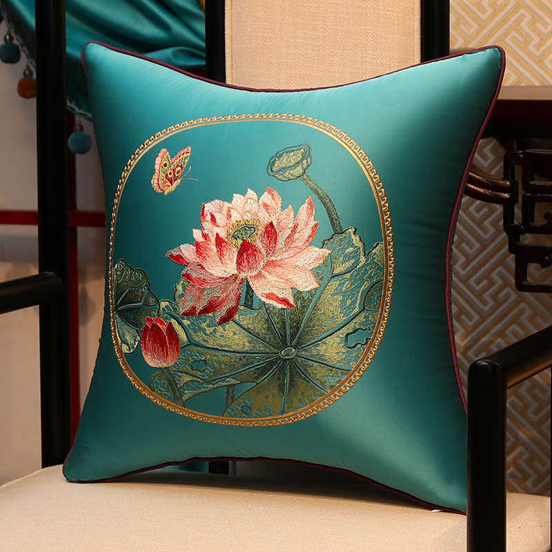 新中式红木沙发绣花抱枕套客厅古典靠垫床头靠枕护腰枕含芯靠背垫