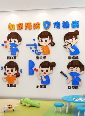 春季传染病预防儿童医院保健室幼儿园环创主题文化墙贴黑板报布置