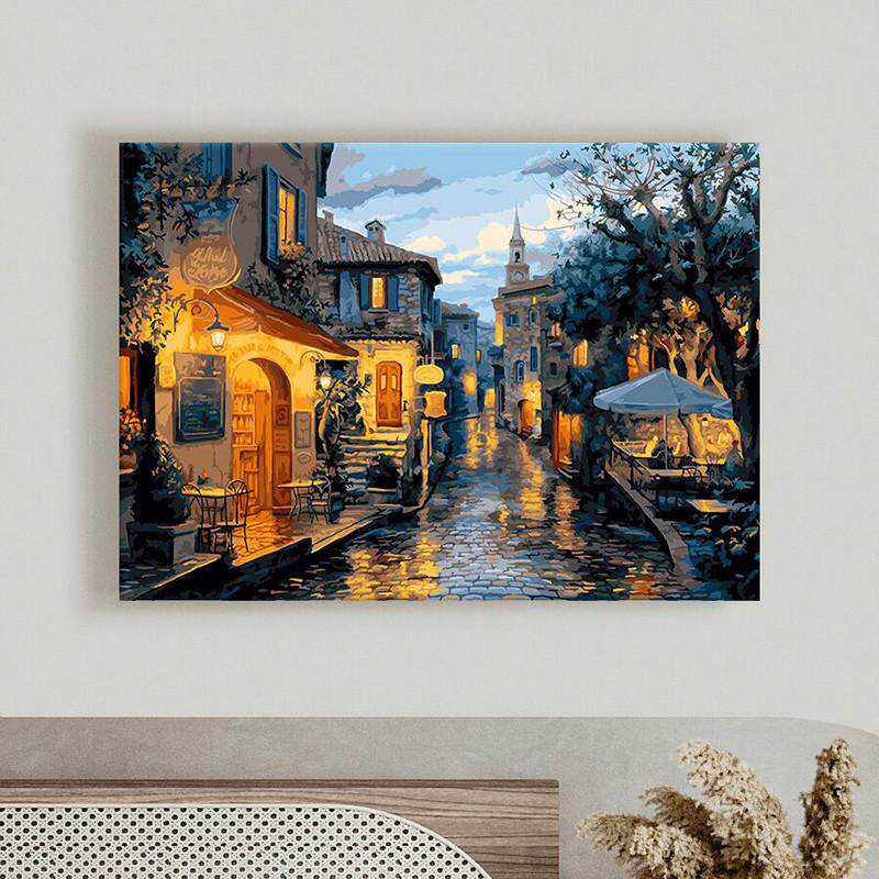 雨后小巷十字绣2025新款线绣客厅欧式小幅卧室风景油画手工自己绣