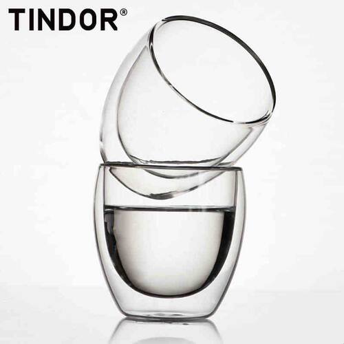 Tindor/田代 双层耐热玻璃水杯品茶杯 品茗杯冷饮杯啤酒杯 单只装