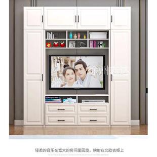 现代简约实木衣柜电视柜组合简易白色卧室柜组装 家具组合木质柜子