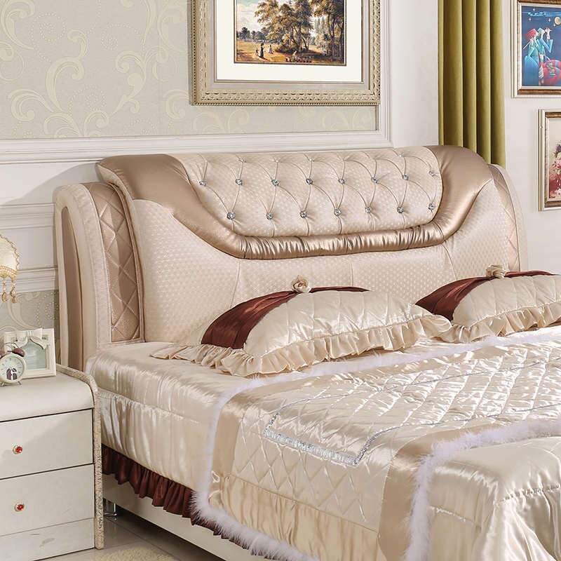 欧式床头板软包简约现代皮艺1.8米床头卧室双人床靠背板床头实木