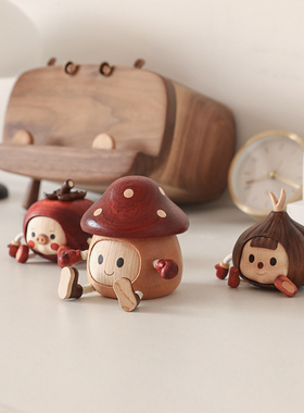 采购产品木制蘑菇，柿子和大蒜，可爱的实木创意装饰品，给女朋友