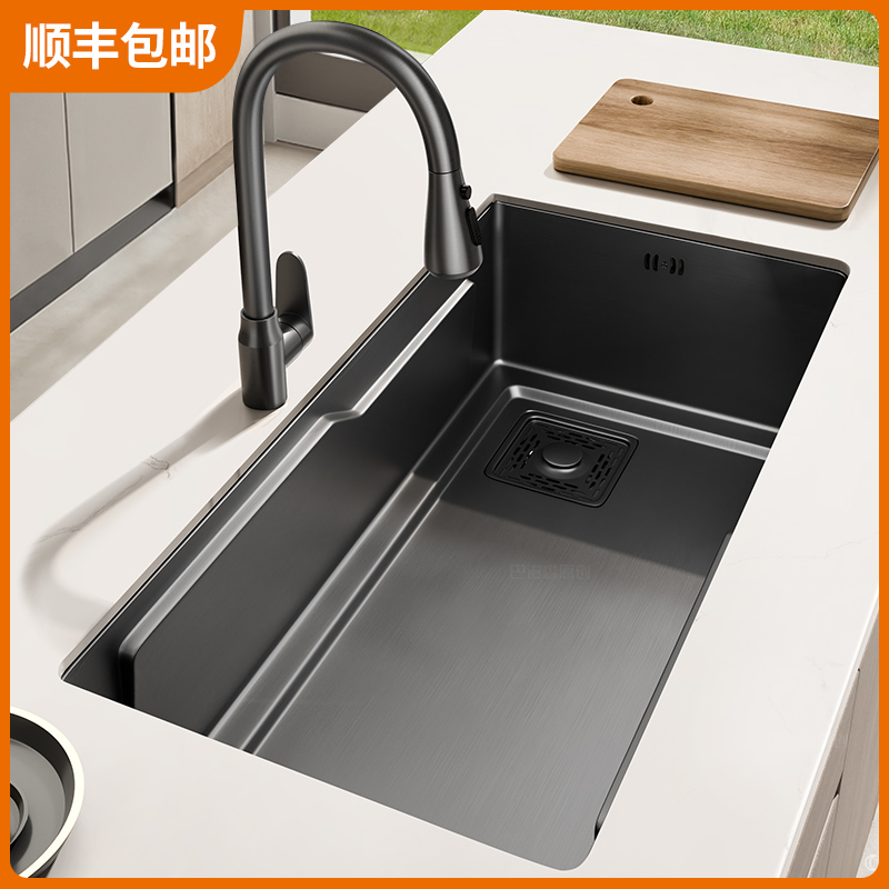 【热销】九牧304不锈钢厨房水槽大单槽洗菜盆加厚台下盆洗碗槽家