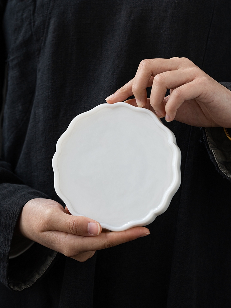 天雨粟 冰种璞玉瓷“无瑕”壶承干炮台茶壶茶托托盘白瓷茶具配件