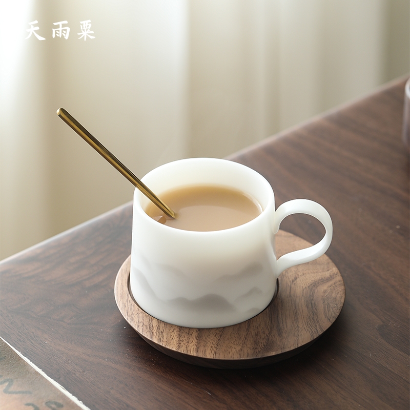 素烧冰种玉瓷咖啡杯牛奶杯办公室