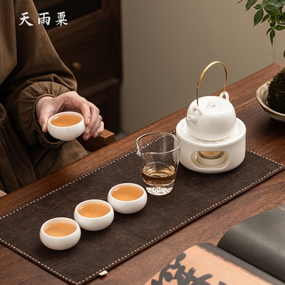 天雨粟 温茶炉套装功夫茶具礼盒陶瓷提梁壶暖茶煮茶壶家用送礼