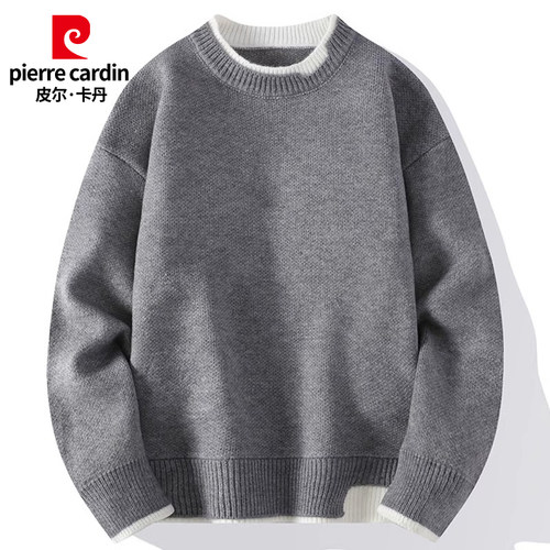 皮尔卡丹潮牌圆领毛衣秋冬季保暖