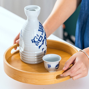 水果盘家用糖果盘烧烤盘子圆型竹茶盘 简约通用竹木圆形托盘日式