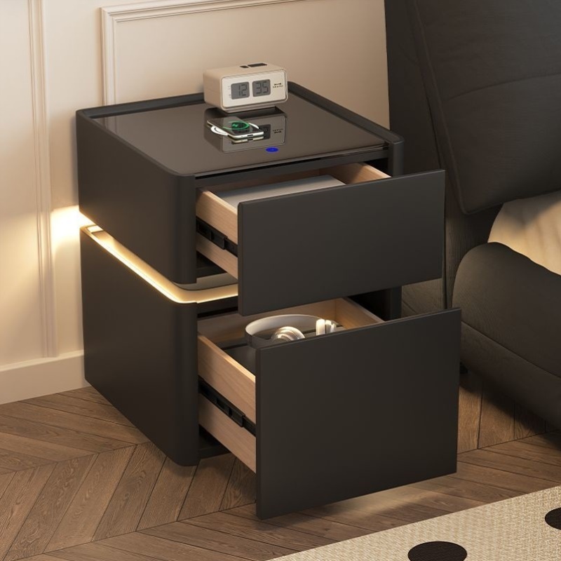 智能床头柜保险箱一体简约现代多功能家用无线充电卧室保险收纳柜