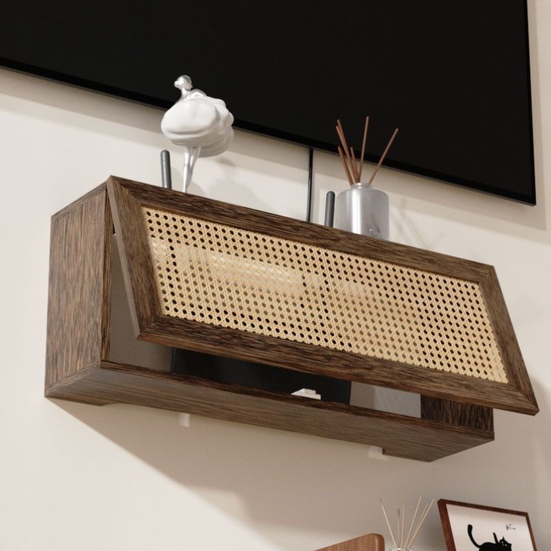 实木路由器收纳盒壁挂式wifi电线集线盒接线板排插座机顶盒置物架