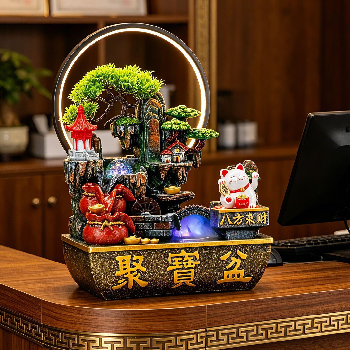 假山流水摆件家居客厅办