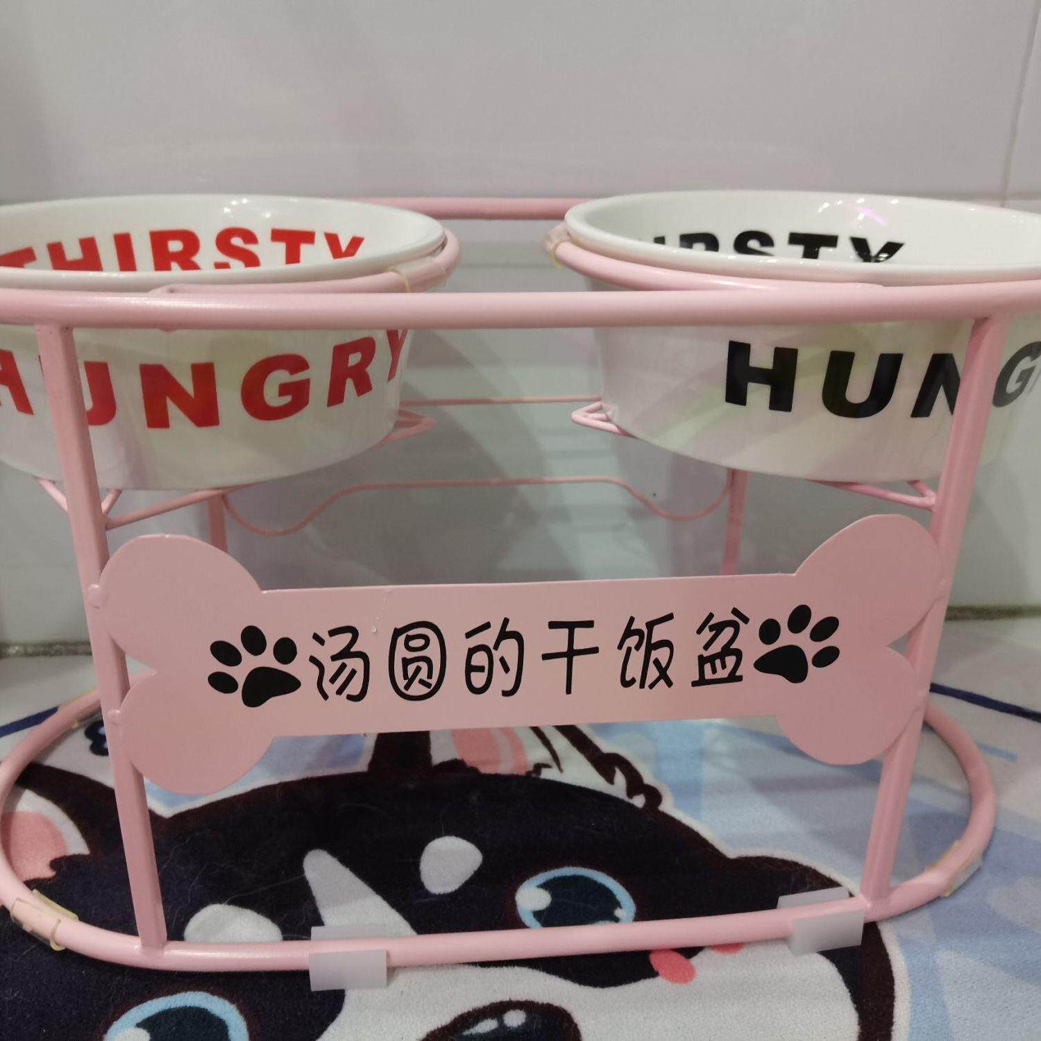 铁艺双盆狗碗支架宠物餐