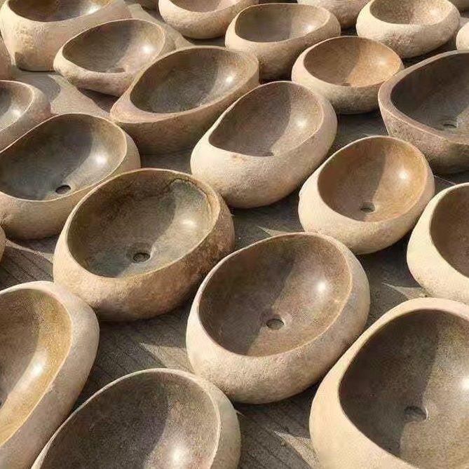 天然鹅卵石台上盆户外院
