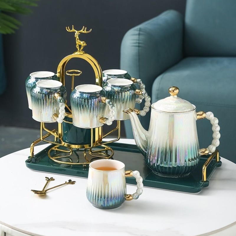 北欧轻奢陶瓷水杯茶杯茶具套装家用现代简约待客杯子结婚陪嫁水具