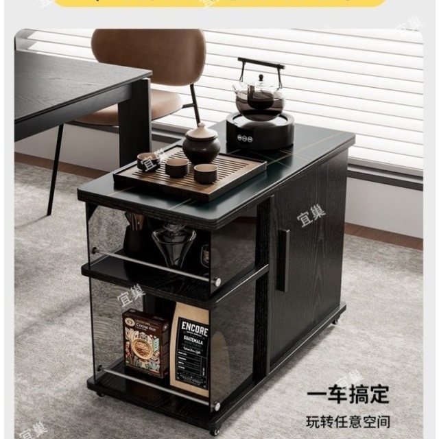移动茶水客厅柜带柜边多功能小推车简约侧边实木迷你沙发茶几阳台