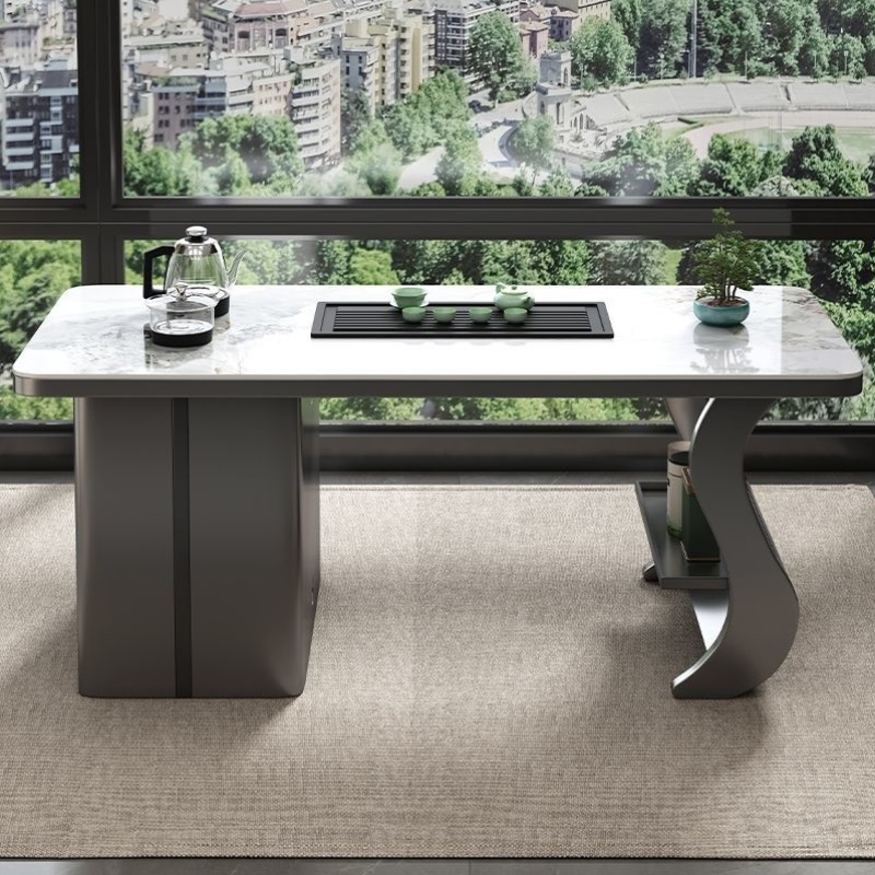 轻奢现代岩板奢石茶桌椅组合阳台烧水壶一体茶桌办公室小茶台茶几