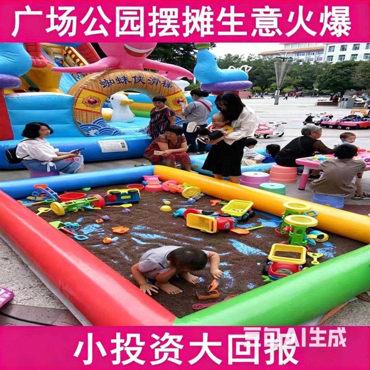 夜市摆摊游乐充气沙池套