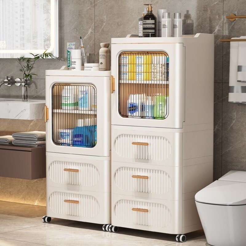 卫生间置物架浴室可移动收纳柜家用多层零食柜特厚杂物储物柜鞋柜