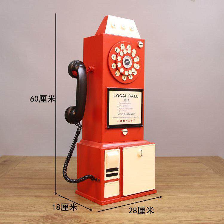 粉色电话机收音机模型摆