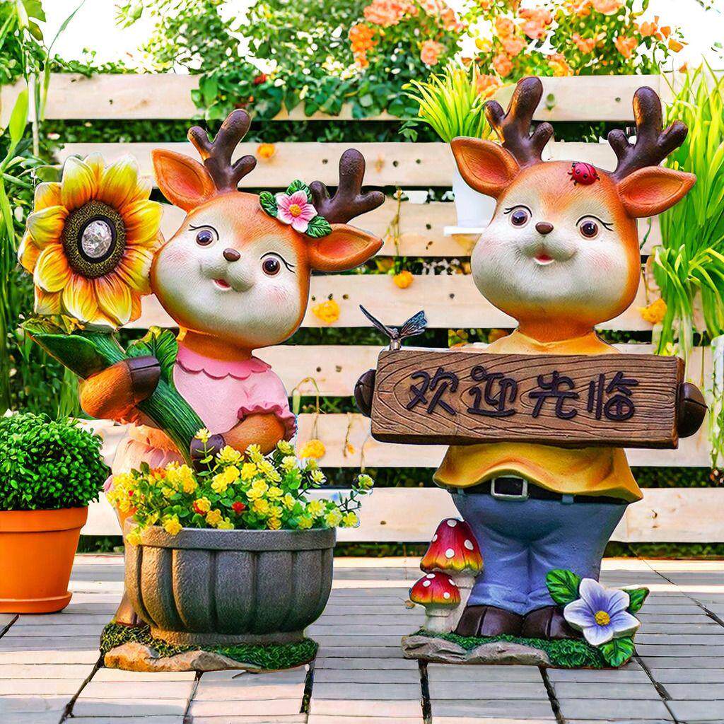 卡通小鹿摆件太阳能动物
