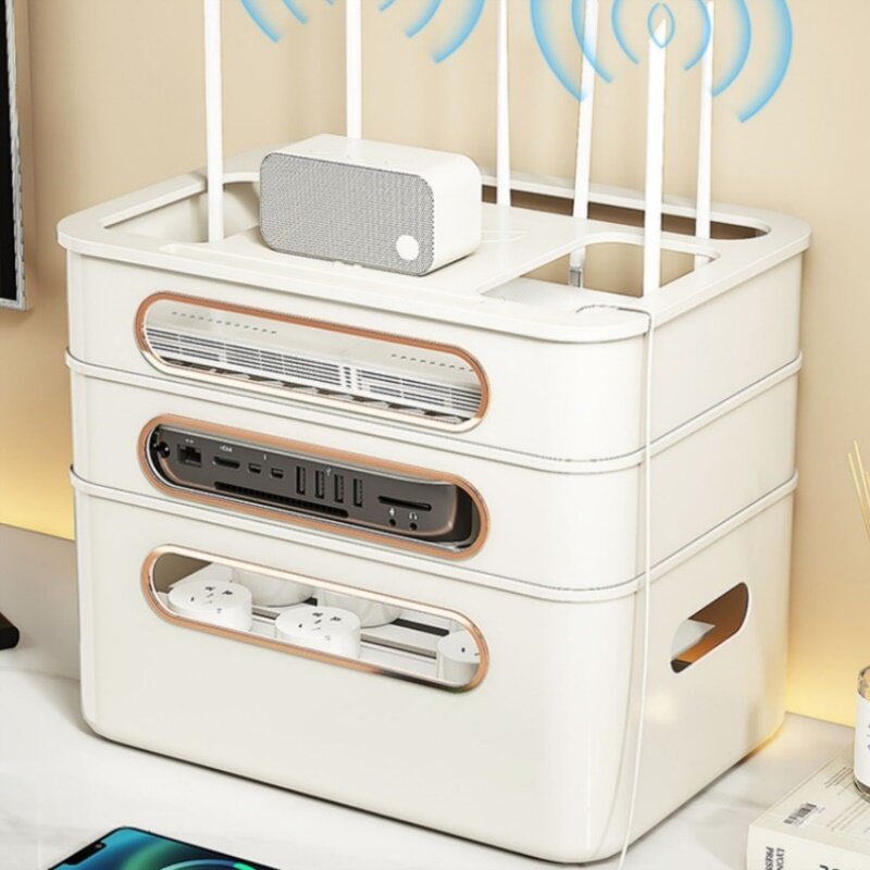 wifi路由器收纳盒电视机顶盒置物架插座电线整理神器无线光猫放置