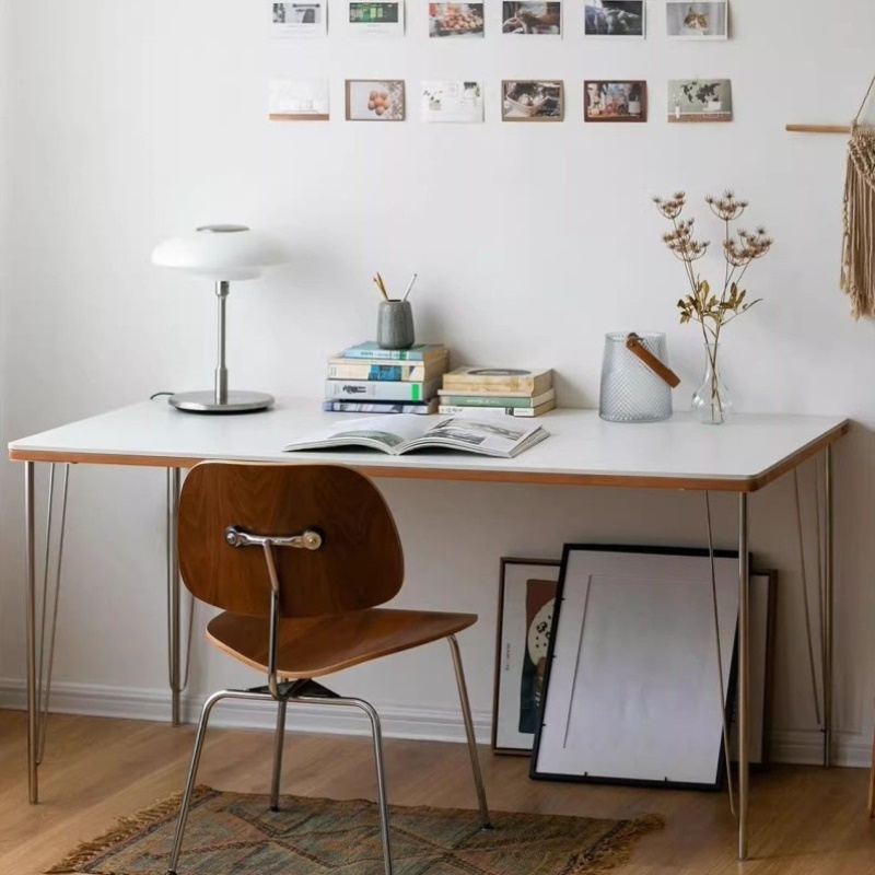 中古风岩板桌面家用小户型包饭桌桌腿铁艺ins桌子极简餐桌