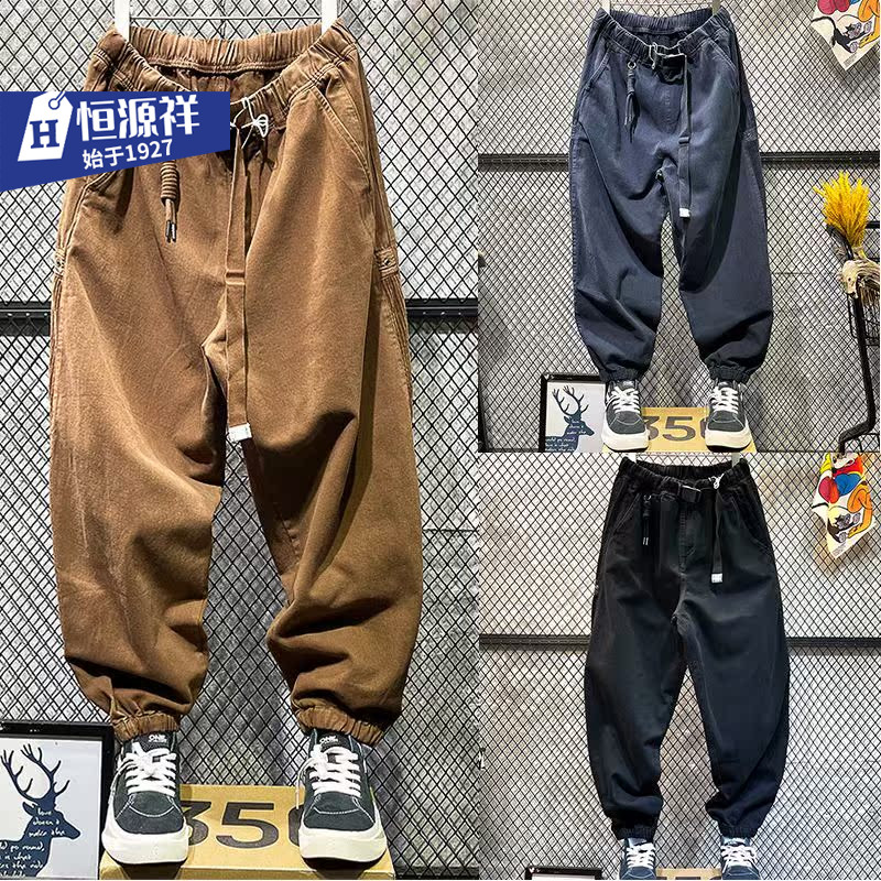 纯棉重磅高档美式复古Easypants卡其休闲裤直筒日系束脚长裤男秋