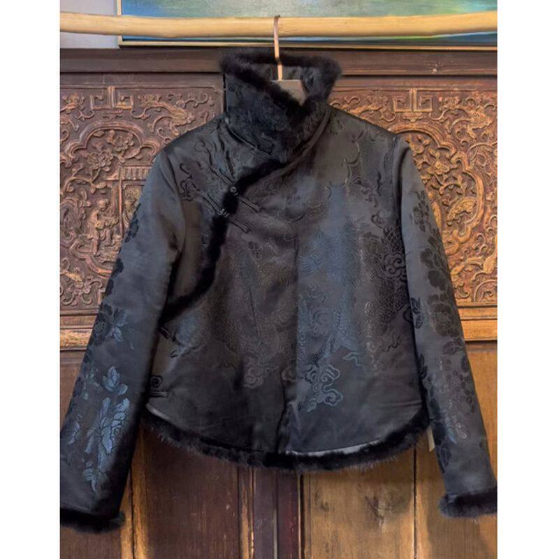 今年流行爆款新中式轻国风女装小个子高级感小香风黑色棉服外套冬